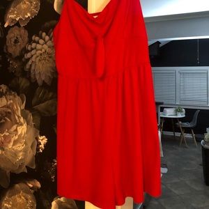 Bright red ribbed cotton romper